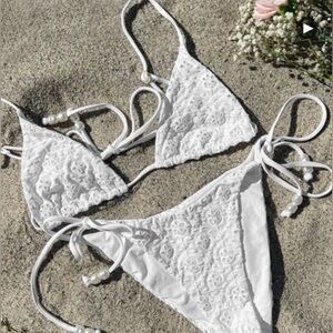 L*Space White Bikini with Pearl Details